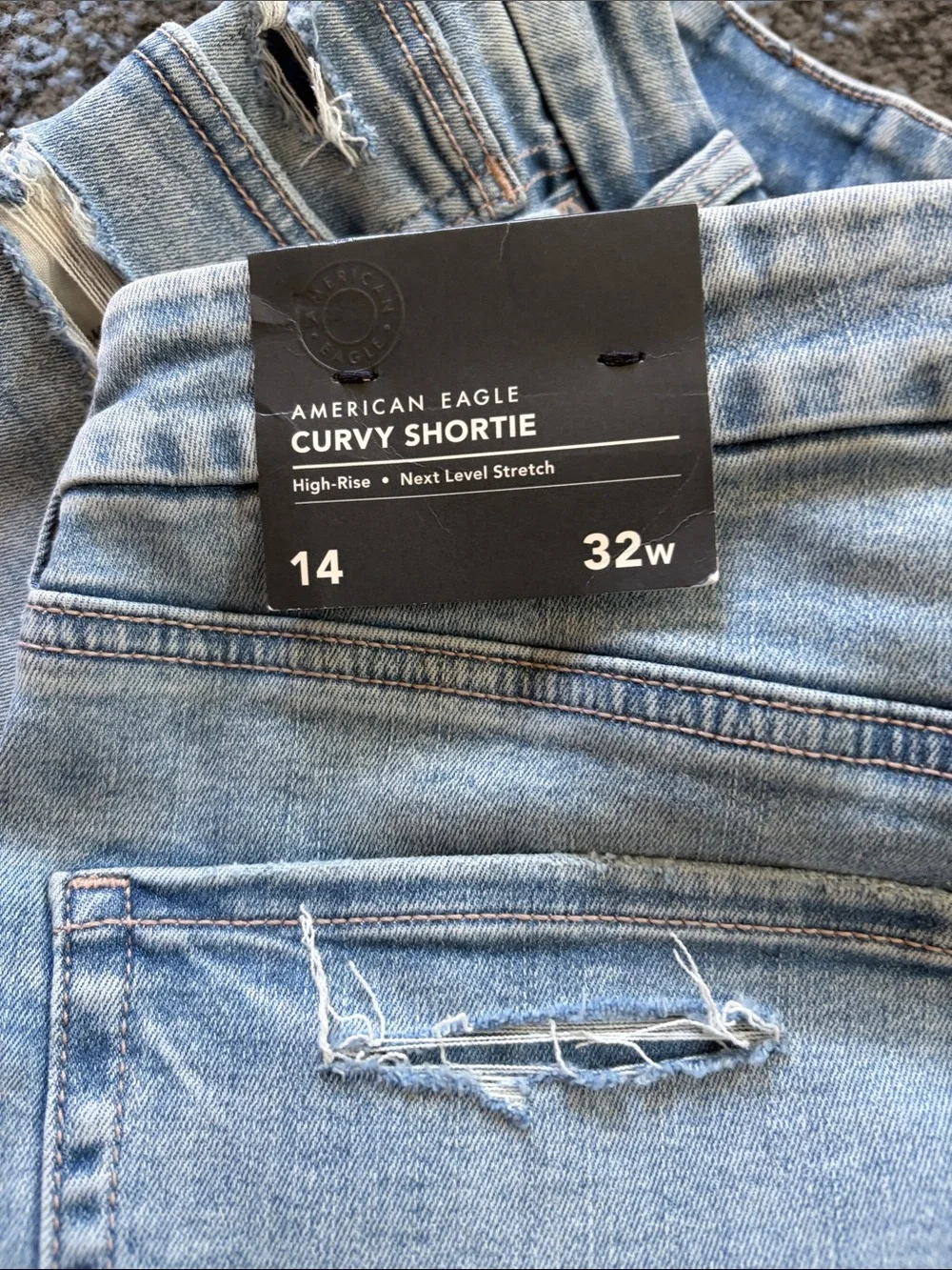 American Eagle Outfitters Light Wash Distressed Denim Shorts